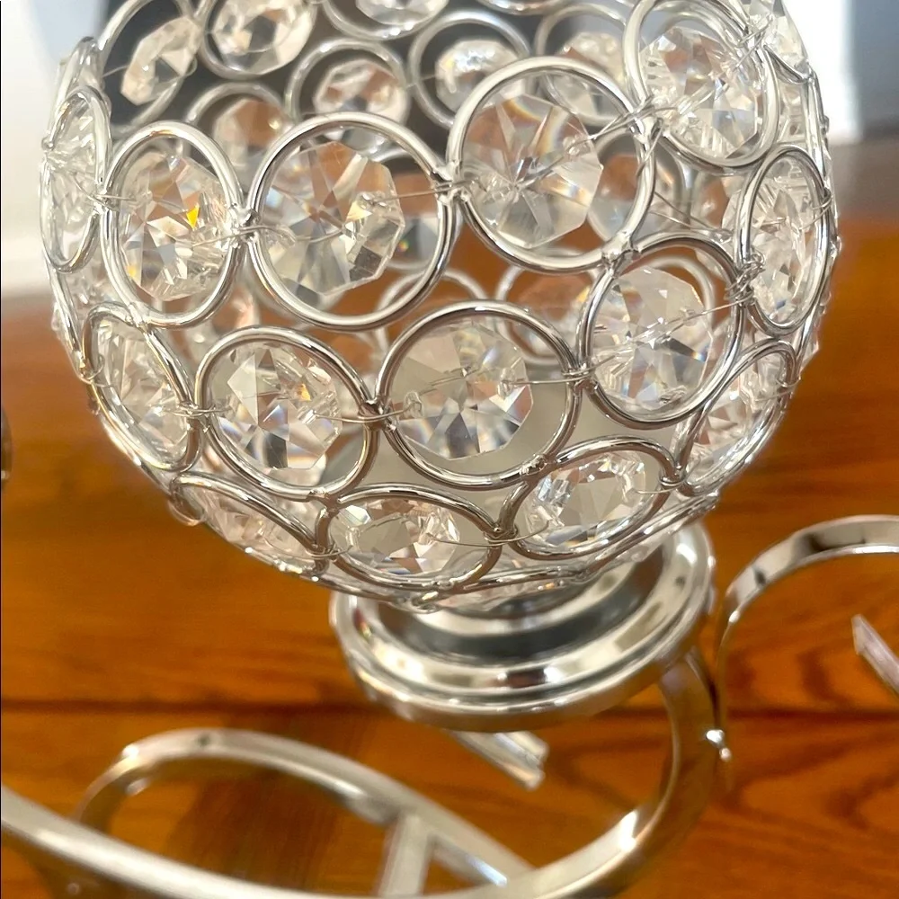 5 Arm Crystal Pendant Bowl Tea Light Candle Holder Table Centerpiece Decorations - Picture 3 of 15